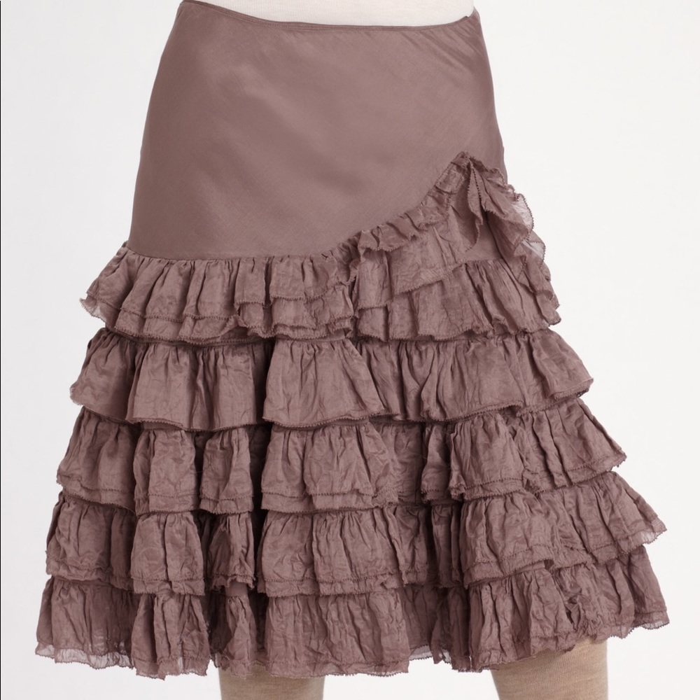 Ralph Lauren Lavender silk-cotton ruffled skirt